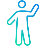 Piirretyt ääriviivat tervehtivästä miehestä